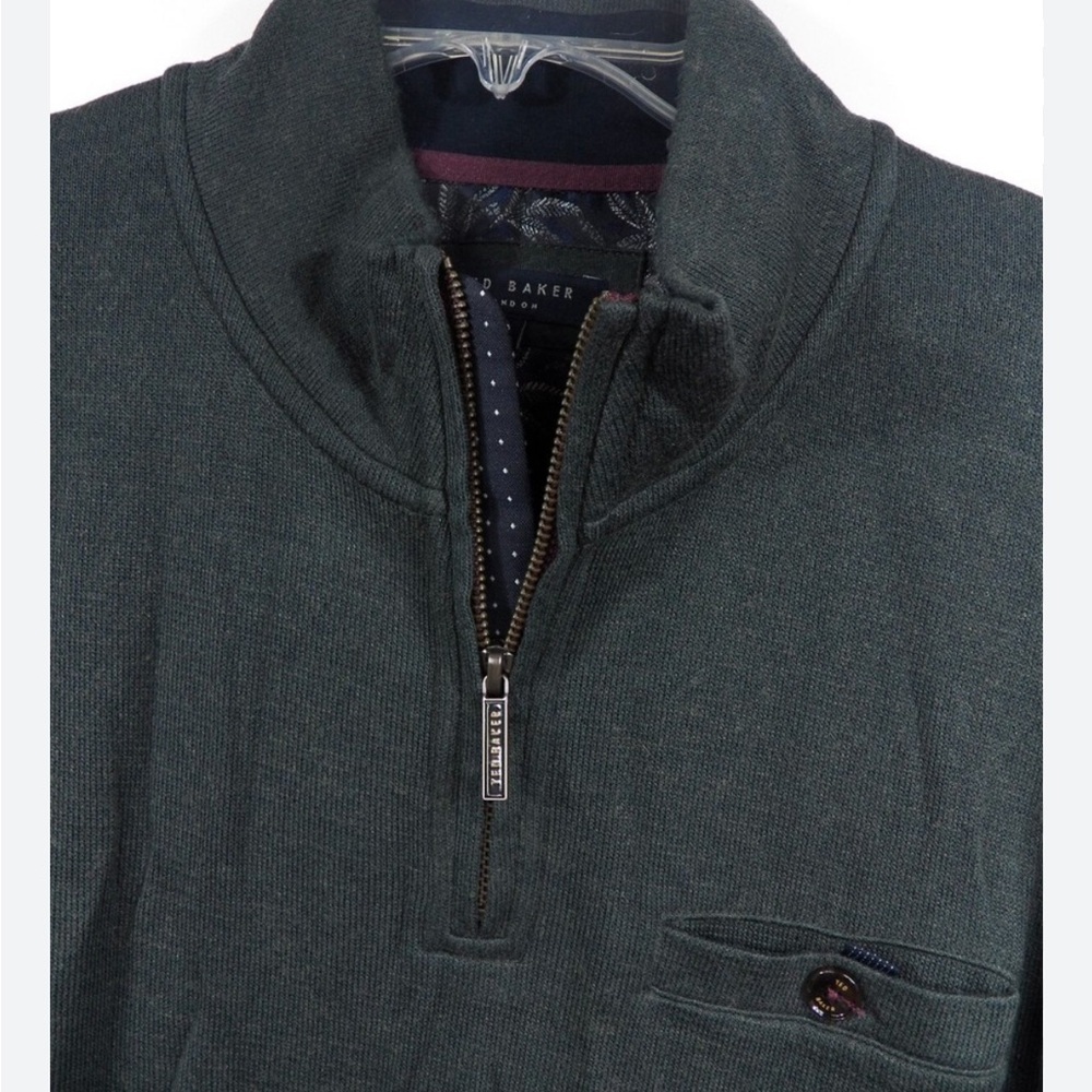 TED BAKER LONDON Valerio Wool Men’s Dark Gray Quarter Zip Jacket Coat Size SM